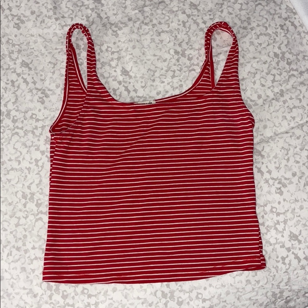 Red and white stripped crop top M